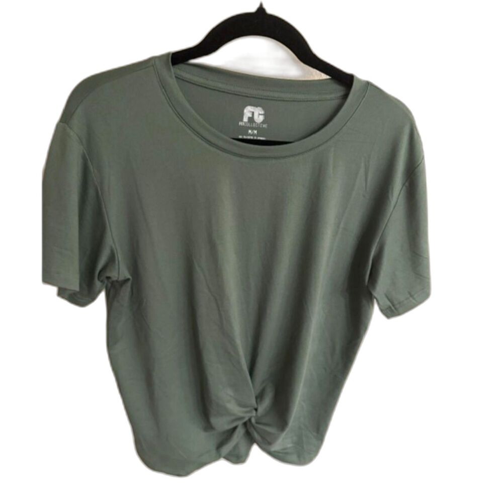 NWT Fit Collective Twist Front Active Top Medium Sage Green Workout T-Shirt